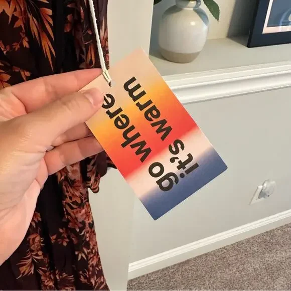 NWT warm NY Orange Floral Long Sleeve Maxi Dress 3 Large - Picture 11 of 14